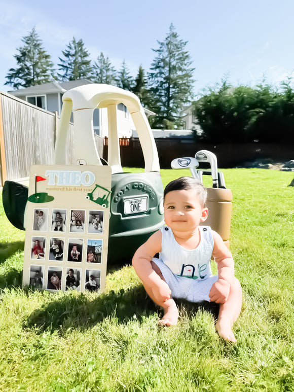 Baby First Birthday Monthly Photo Plaque - Golf