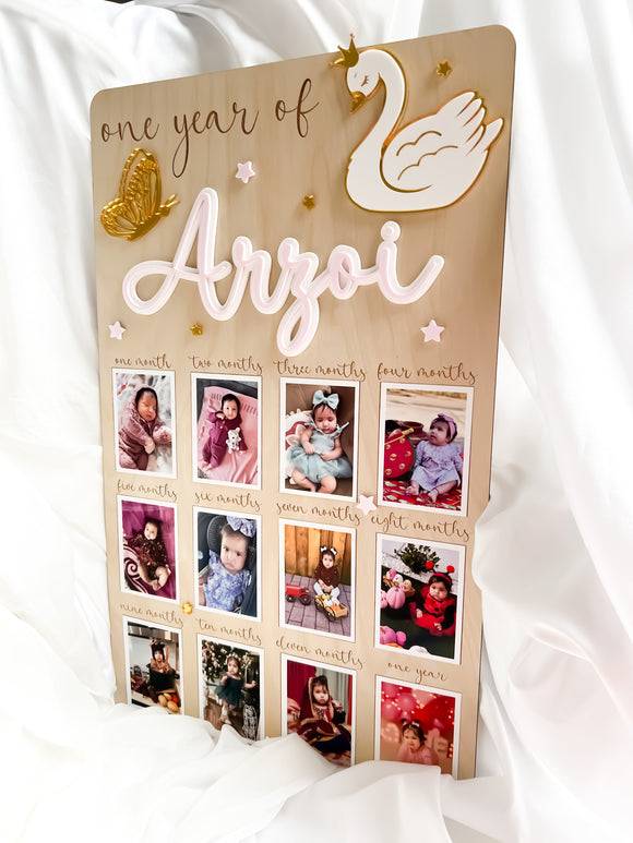 Baby Swan Themed Photo Board