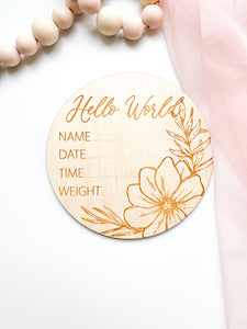 Baby Announcement Disc Floral