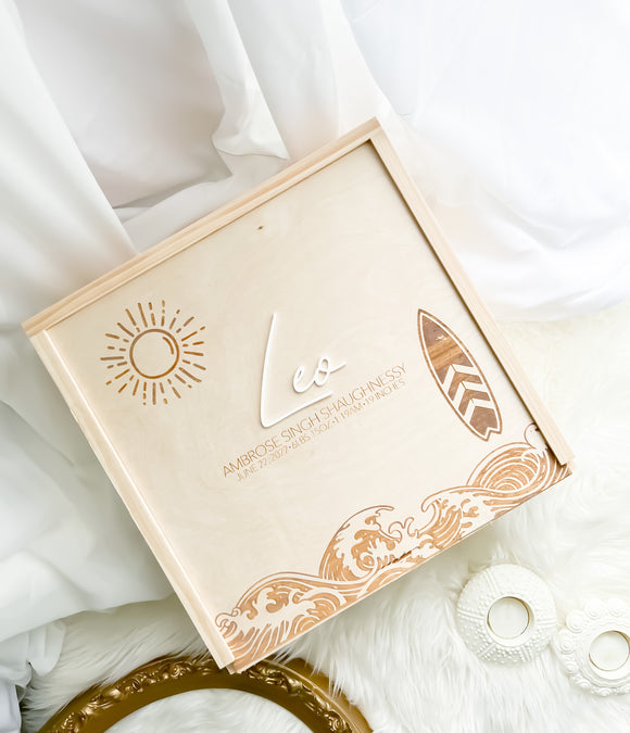 Baby Keepsake Memory Box - Surf Theme