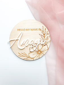 Baby Announcement Disc Floral