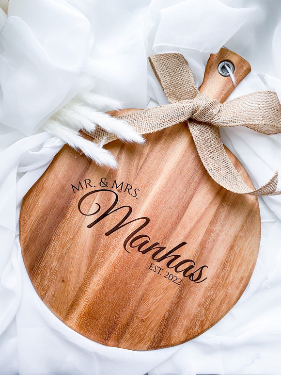 Round Acacia Wood Charcuterie Board