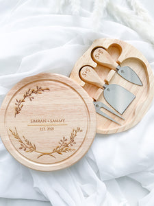 Engraved Round Charcuterie With Utensils