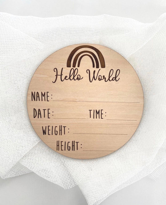 Baby Announcement Hello World Baby Stat Marker