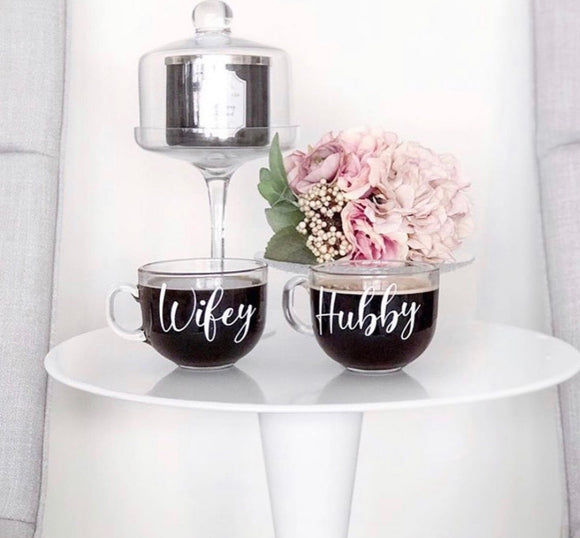 Hubby Wifey Glass Mugs