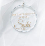 Christmas Engraved Glass Slice Ornament