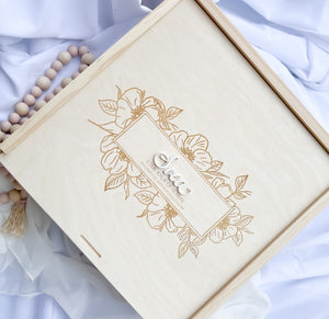 Baby Keepsake Memory Box - Square Floral