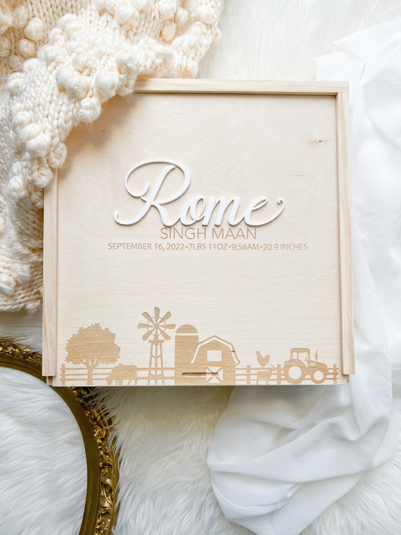 Baby Keepsake Memory Box - Farm Theme