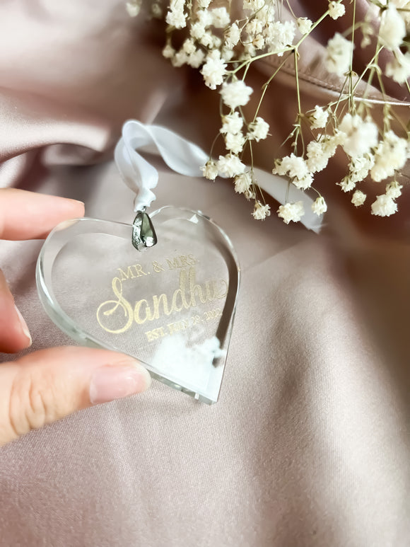 Christmas Heart Shaped Glass Slice Ornament